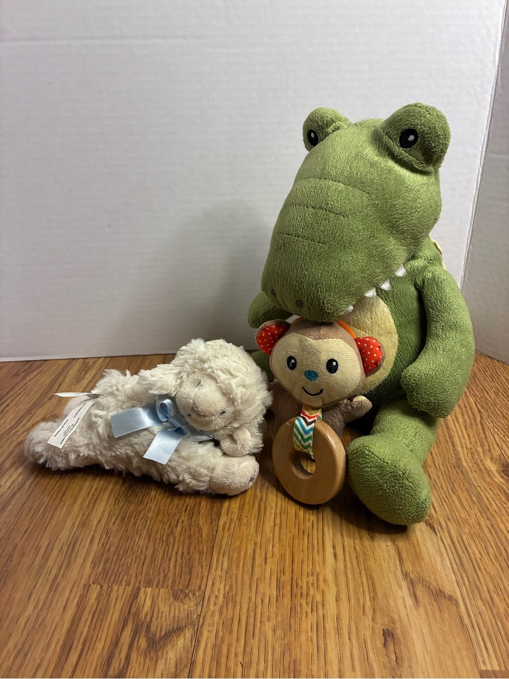 Baby Boy's Plushie Bundle Baby Aspen Croc In Socks And Nat & Jules Lamb Rattle